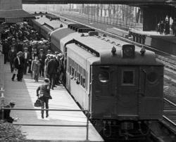 Commuters Boarding Train at Woodside, Long Island, 1934